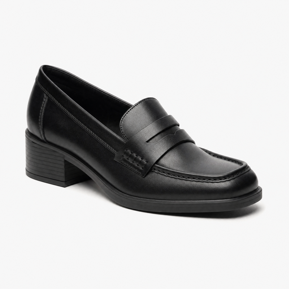 Gentry Morris Black / 2.5 Black Loafers Block Heel Square