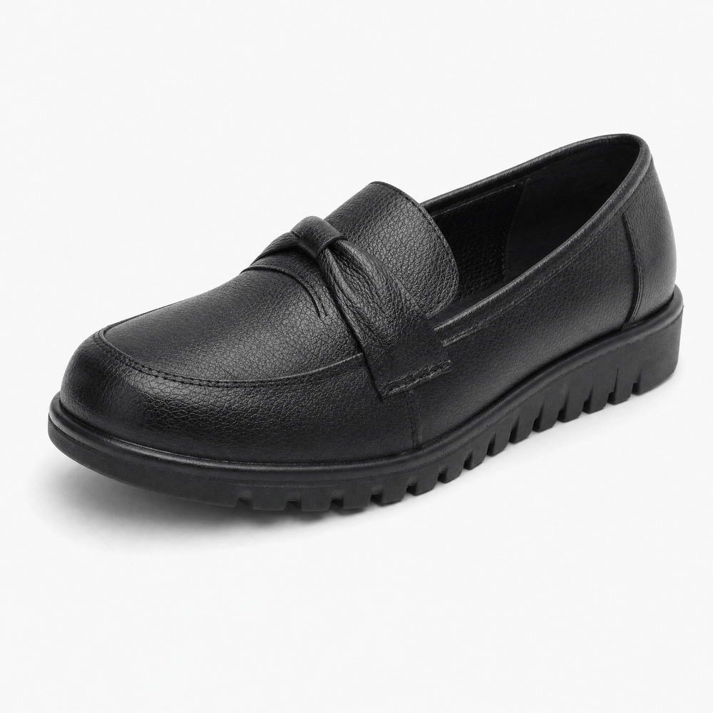 Gentry Morris Black / 2.5 Black Platform Loafers Bow Detail