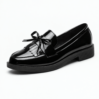 Gentry Morris Black / 2.5 Women's Black Patent Leather Tassel Bowknot Loafers