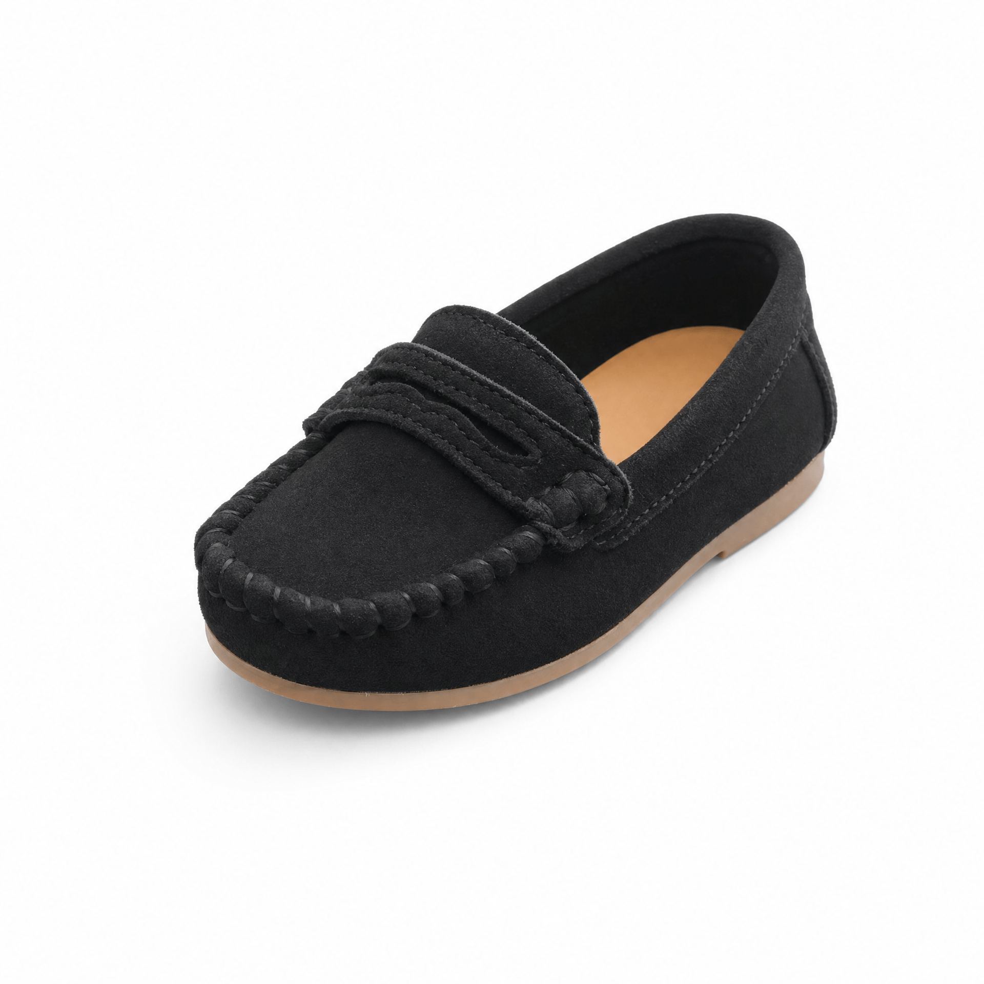 Gentry Morris Black / 21 Penny Stitch Suede Loafers Kids