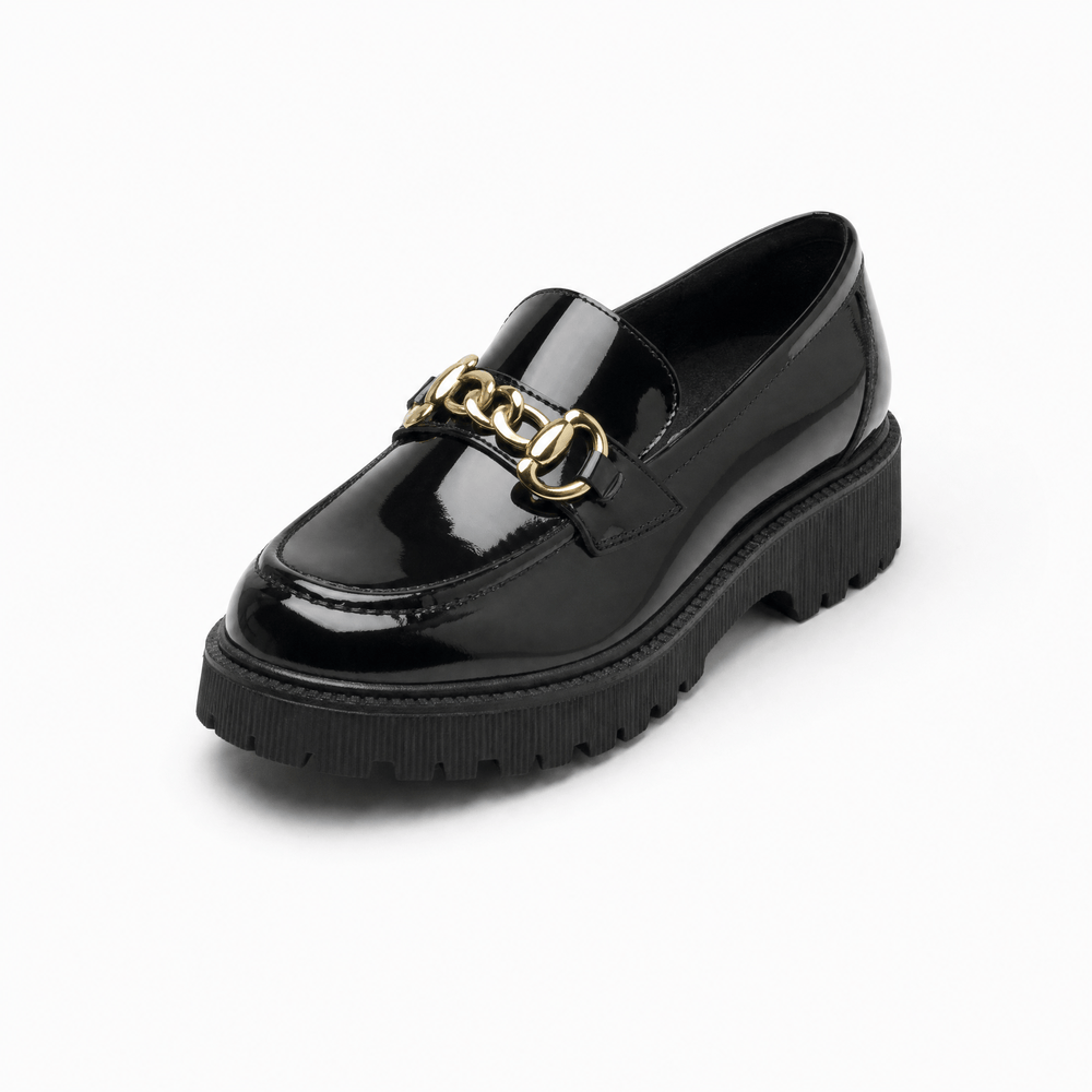 Gentry Morris Black / 34 Black Chunky Chain Platform Loafers