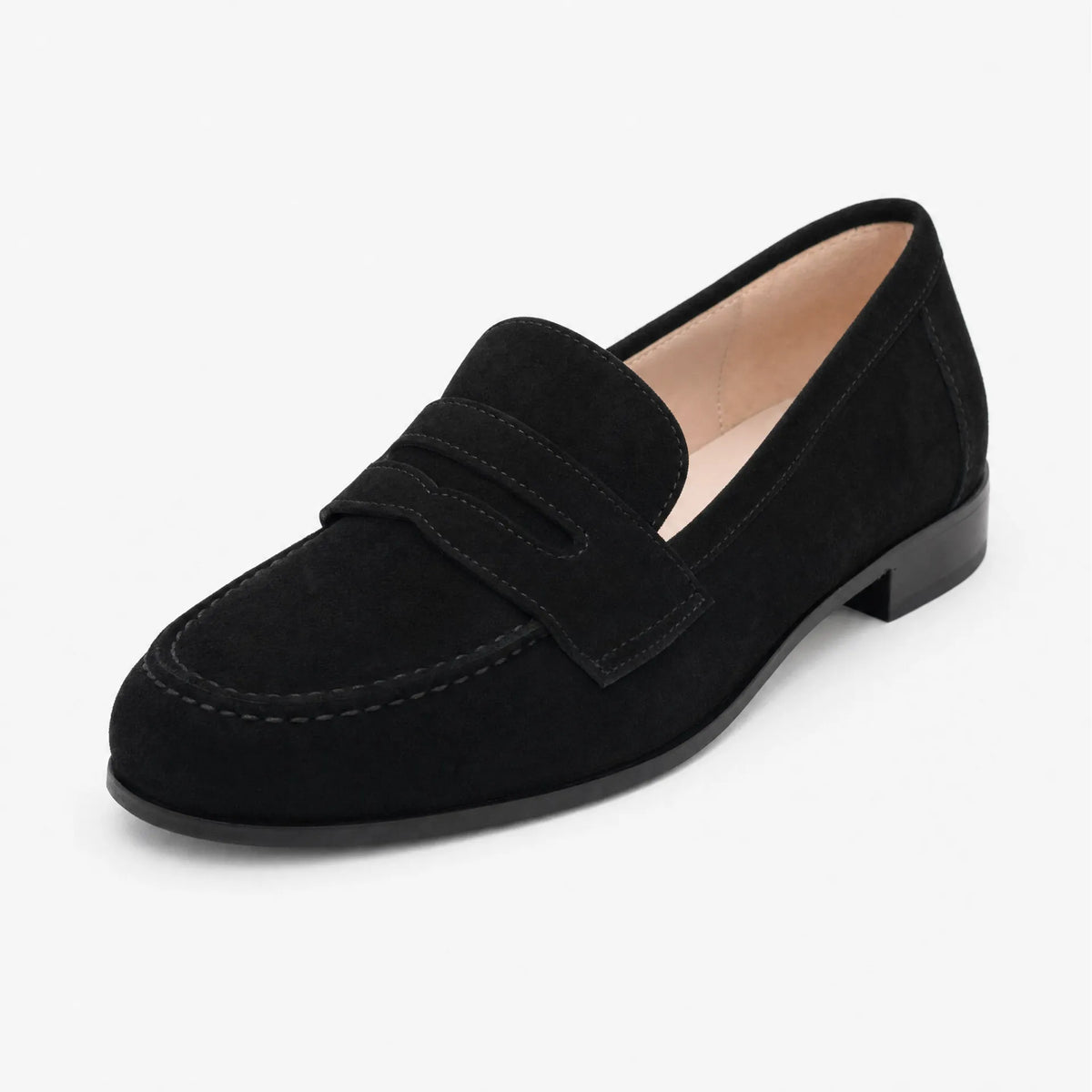 Gentry Morris Black / 34 Black Heeled Suede Loafers