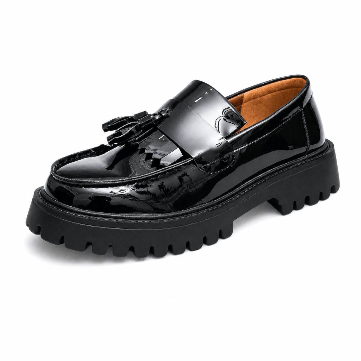 Gentry Morris Black / 38 Black Chunky Loafers Tassel Chain