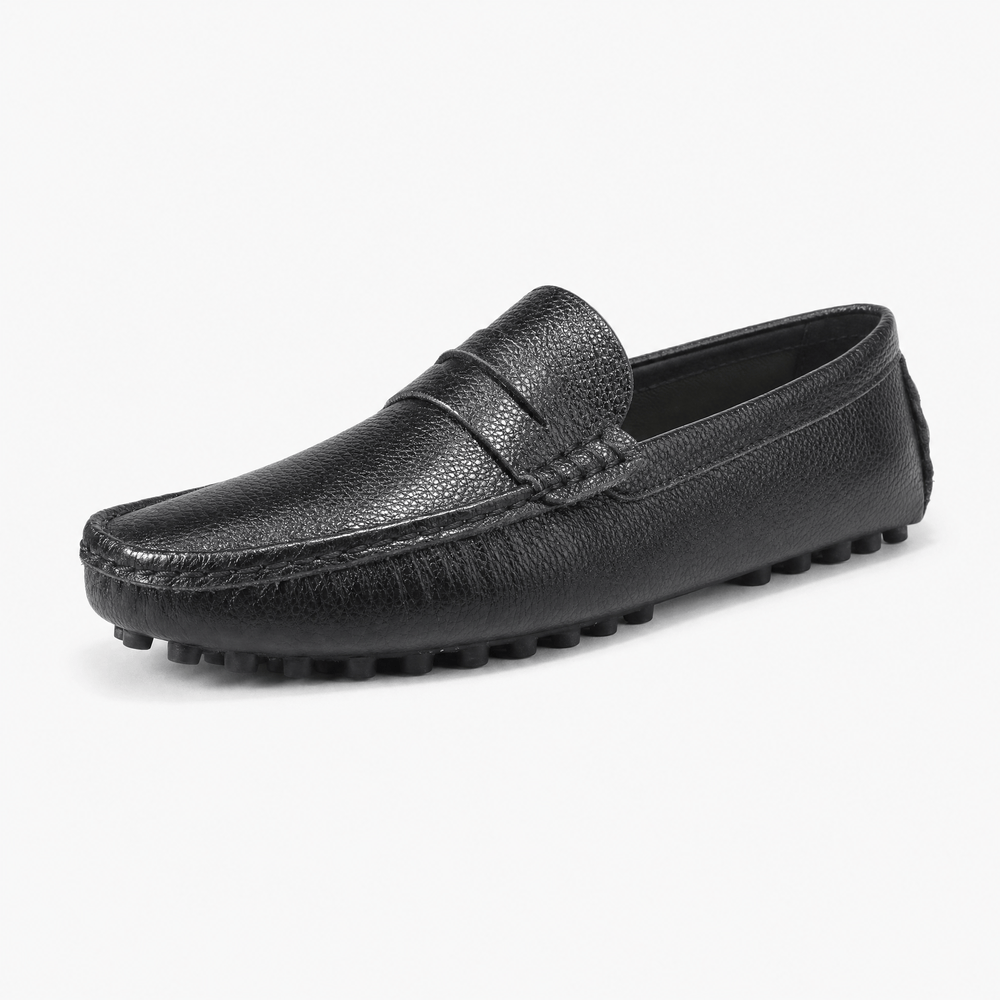 Gentry Morris Black / 38 Black Pebbled Mens Loafers Driving
