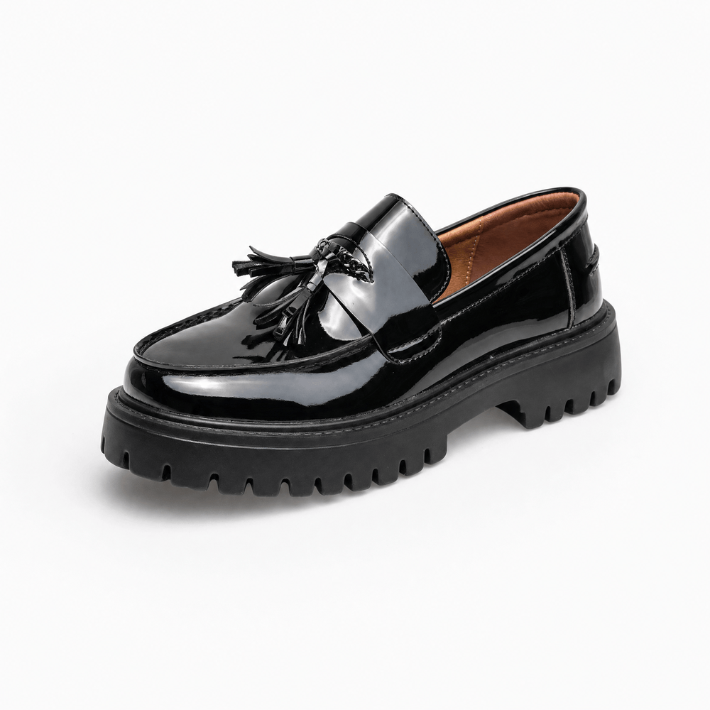 Gentry Morris Black / 38 Chunky Tassel Mens Loafers Sole