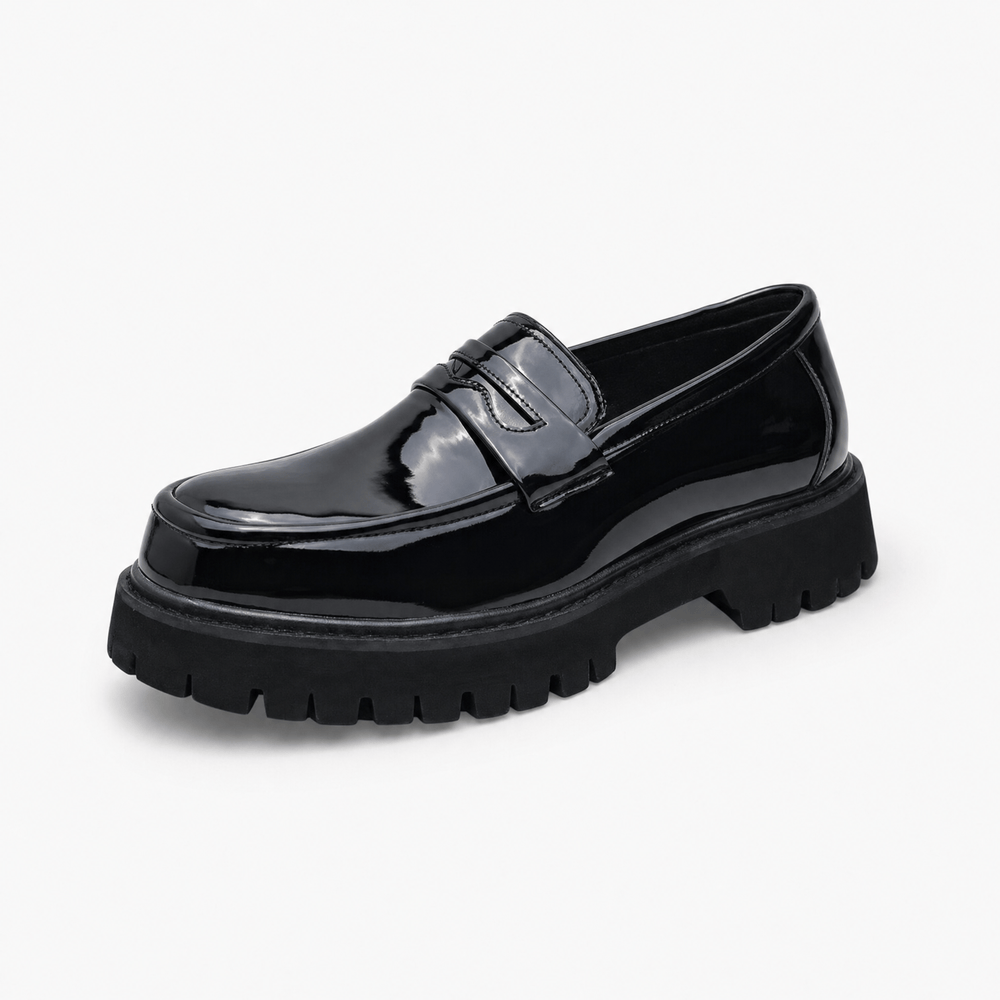 Gentry Morris Black / 38 Patent Platform Loafers Formal Style