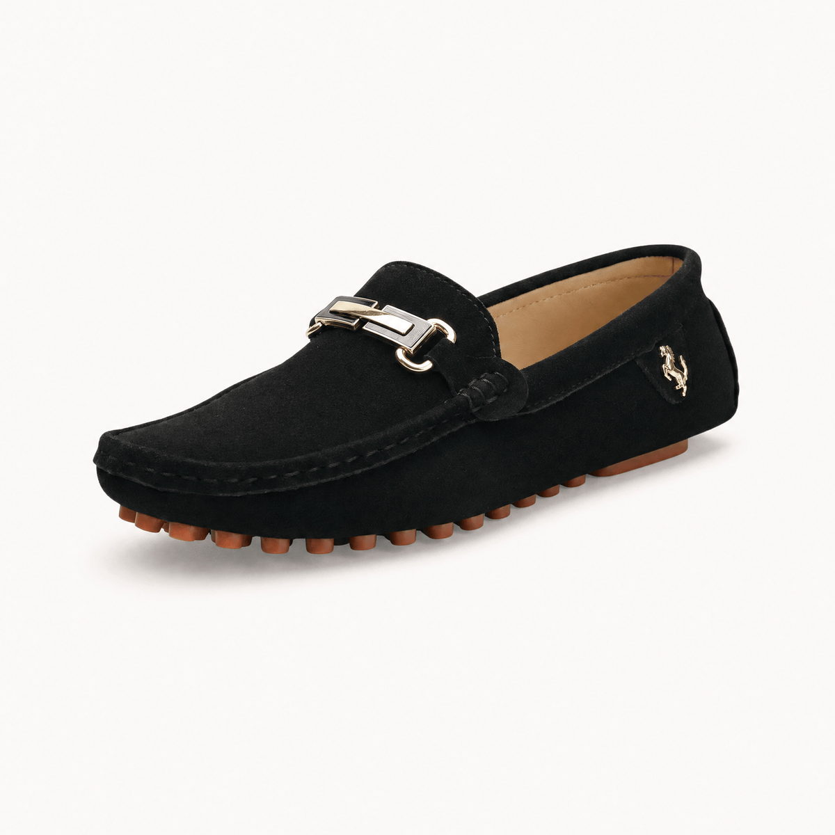 Gentry Morris Black / 4 Black Suede Mens Loafers Buckle