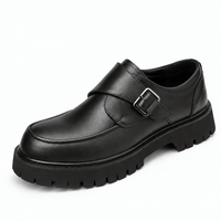 Gentry Morris Black / 5 Men's Black Monk Strap Platform Loafers with Chunky Lug Sole