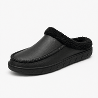 Gentry Morris Black / 6/7 Men's Black Plush-Lined Indoor Slipper Clogs