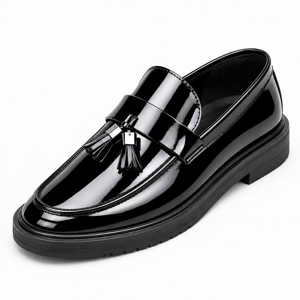Gentry Morris Black / 6 Men's Black Patent Leather Tassel Loafers