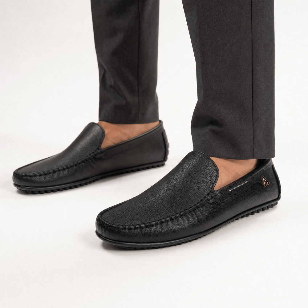 Gentry Morris Black Boat Leather Loafers
