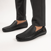 Gentry Morris Black Boat Leather Loafers