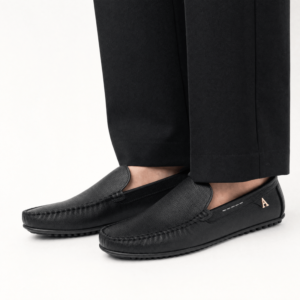 Gentry Morris Black Boat Leather Loafers