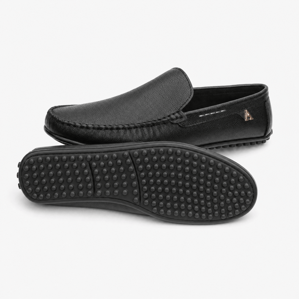 Gentry Morris Black Boat Leather Loafers