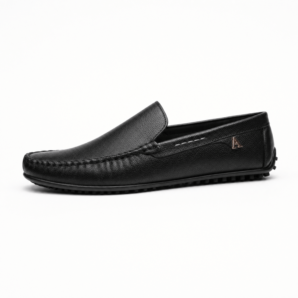 Gentry Morris Black Boat Leather Loafers