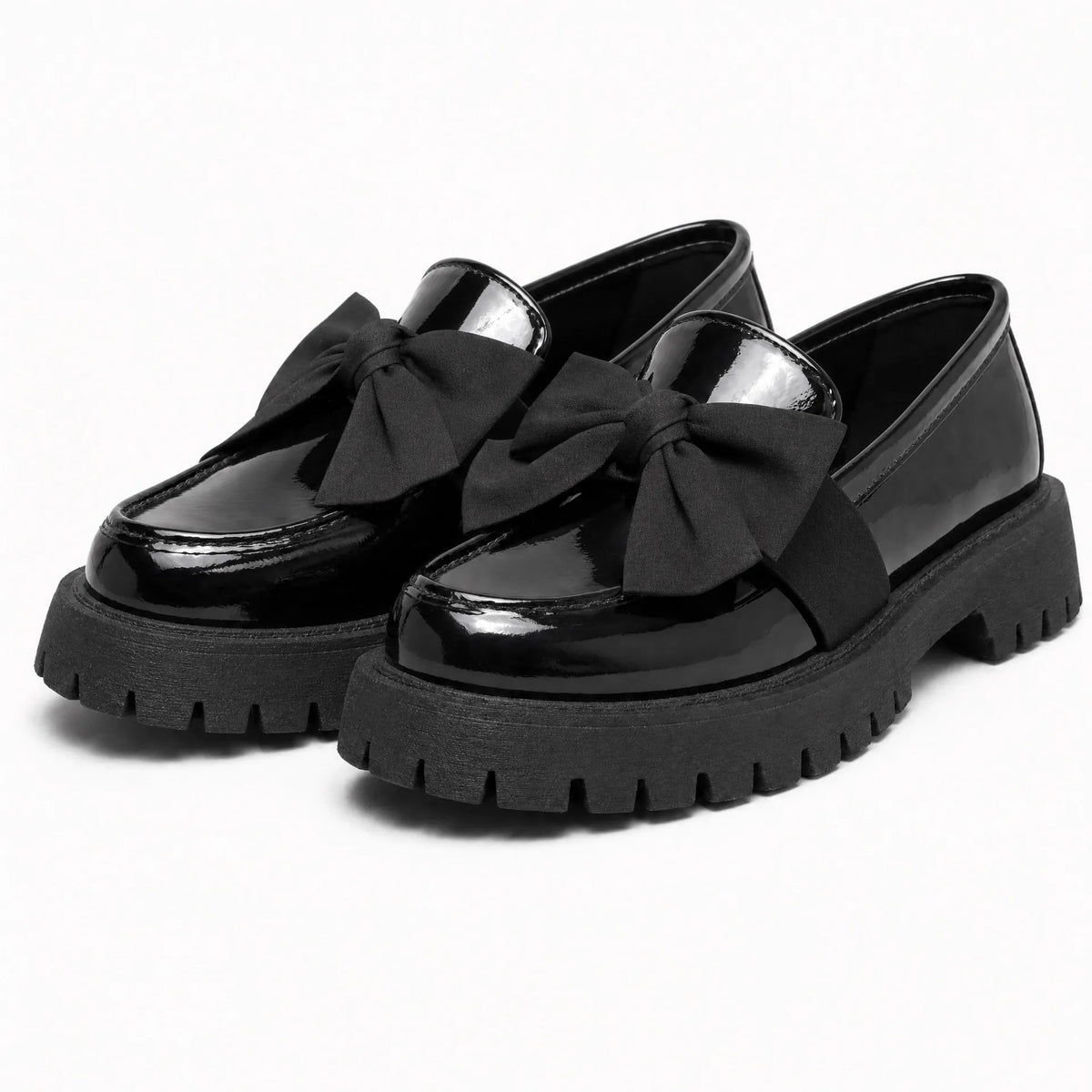Gentry Morris Black Bow Platform Loafers