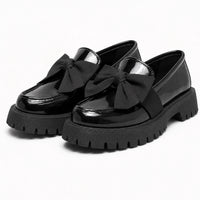 Gentry Morris Black Bow Platform Loafers