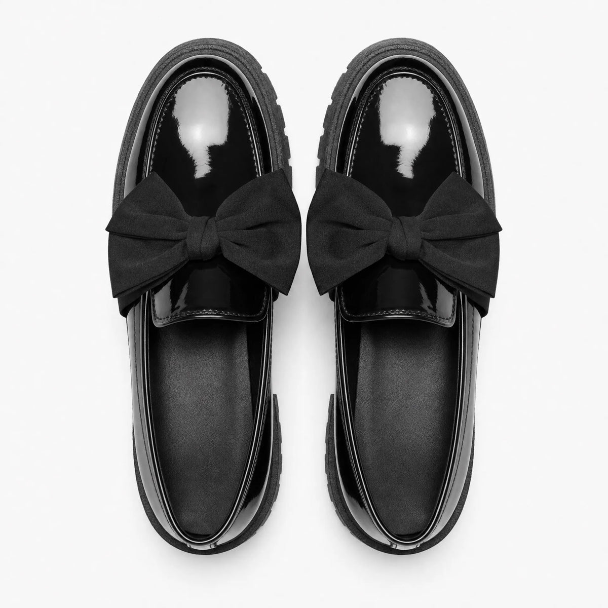 Gentry Morris Black Bow Platform Loafers
