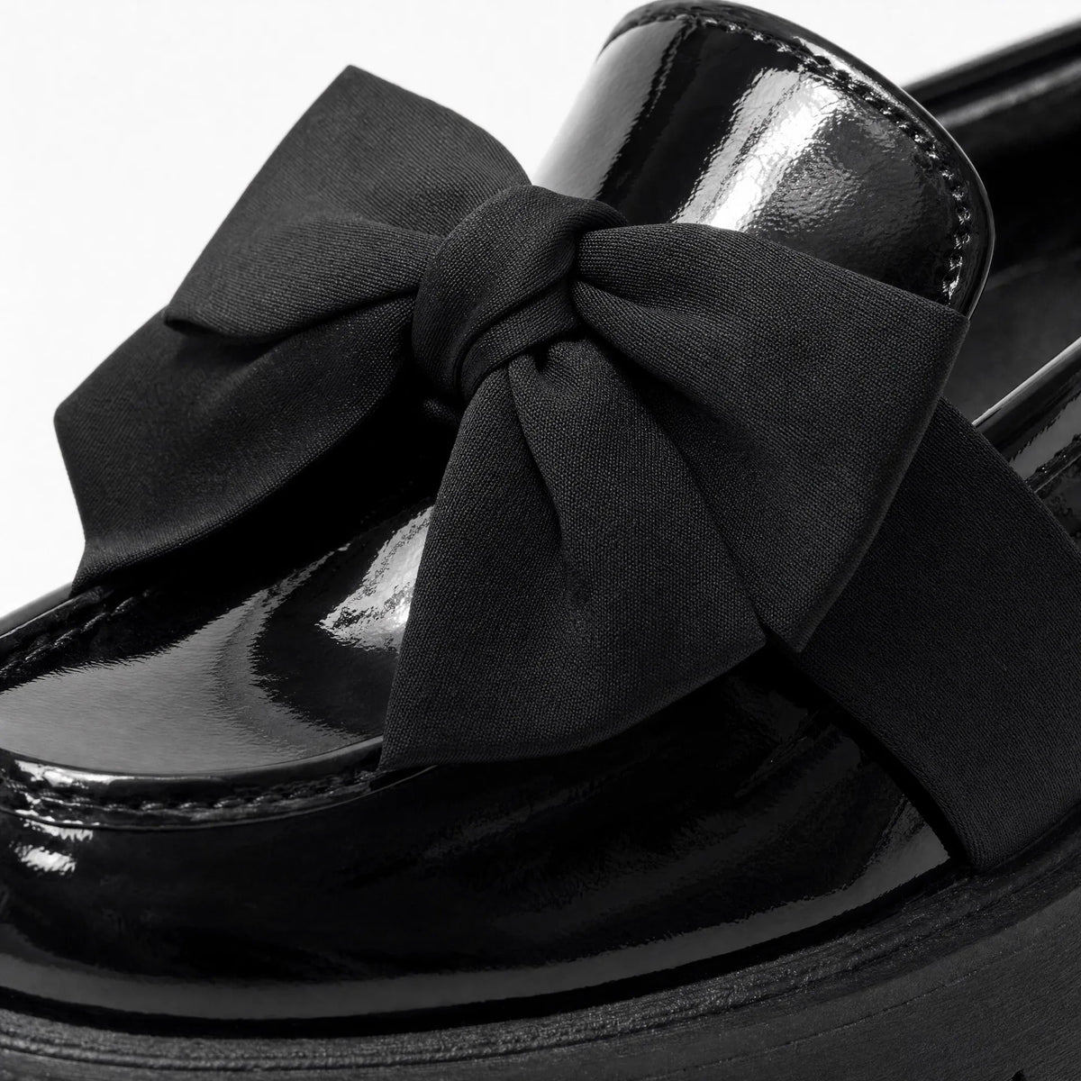 Gentry Morris Black Bow Platform Loafers