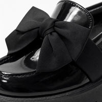 Gentry Morris Black Bow Platform Loafers