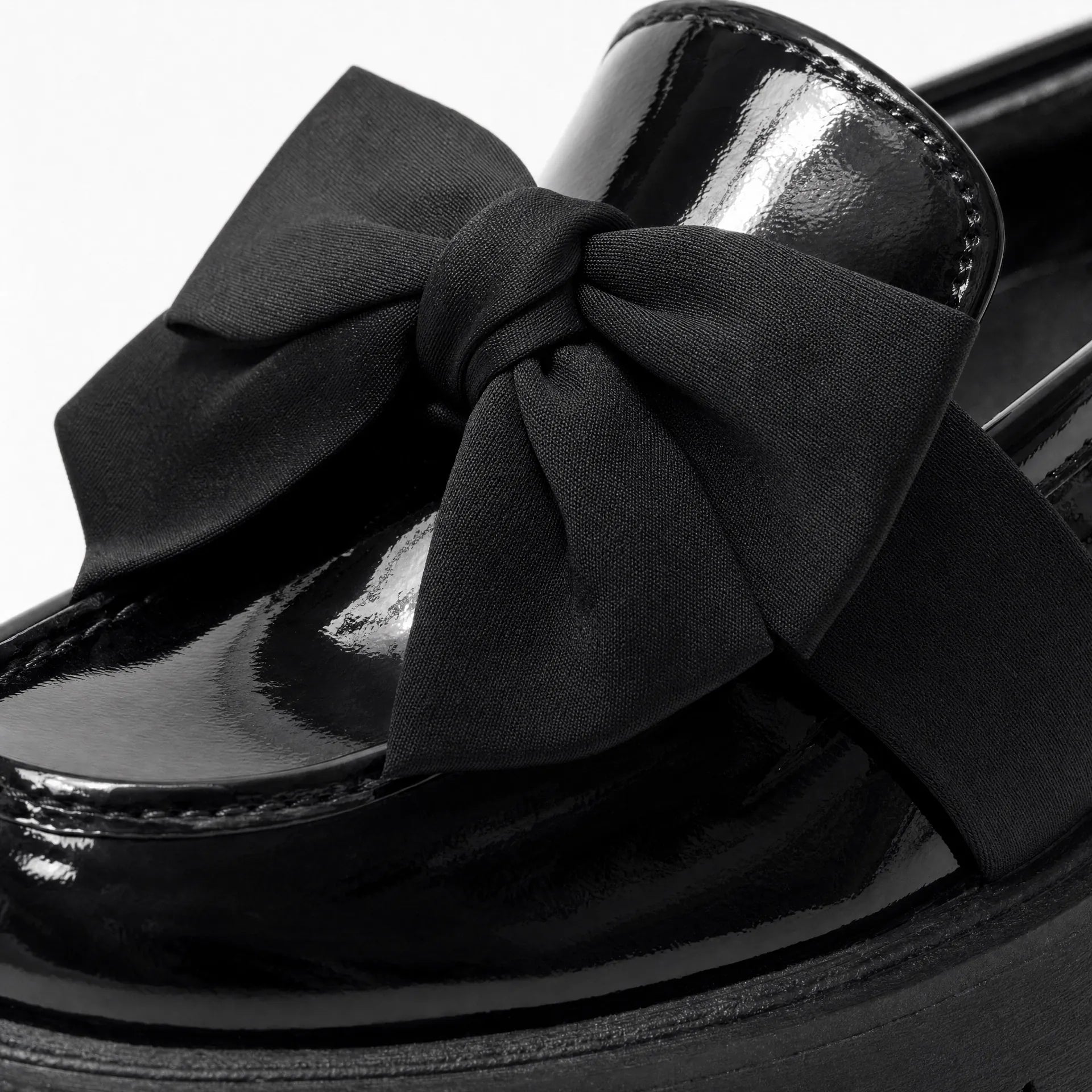 Gentry Morris Black Bow Platform Loafers