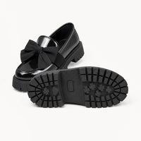 Gentry Morris Black Bow Platform Loafers