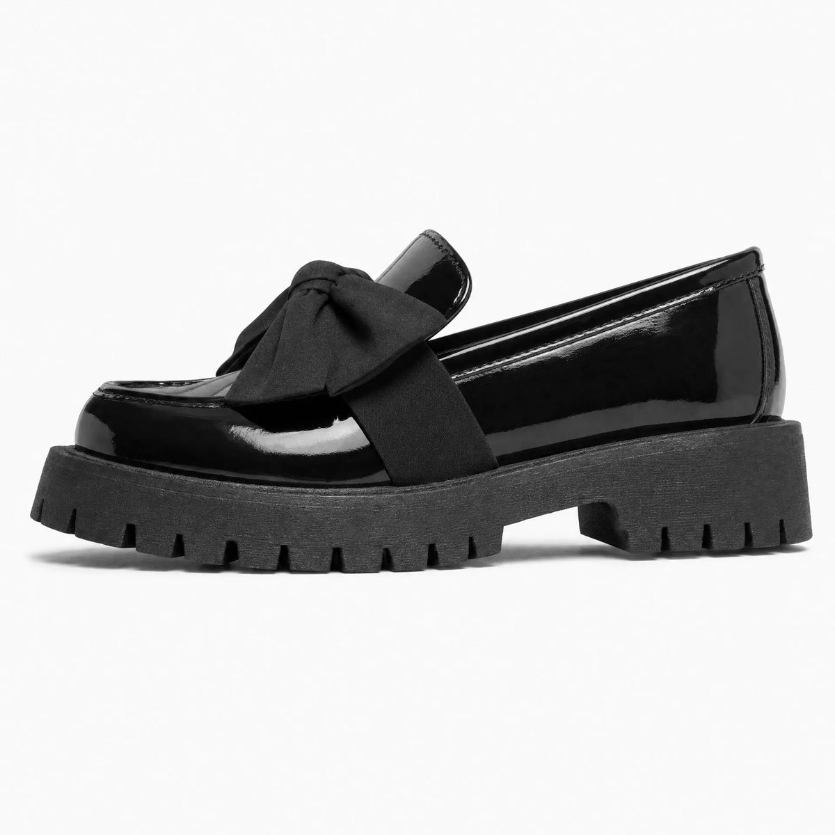 Gentry Morris Black Bow Platform Loafers