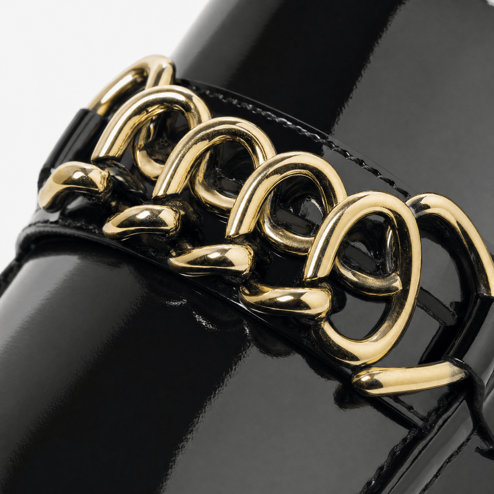 Gentry Morris Black Chunky Chain Platform Loafers