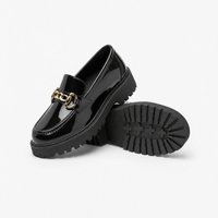 Gentry Morris Black Chunky Chain Platform Loafers