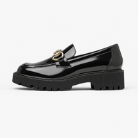Gentry Morris Black Chunky Chain Platform Loafers