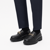 Gentry Morris Black Chunky Loafers Chain Detail