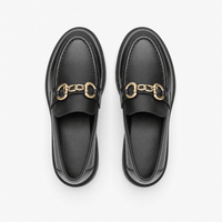Gentry Morris Black Chunky Loafers Chain Detail