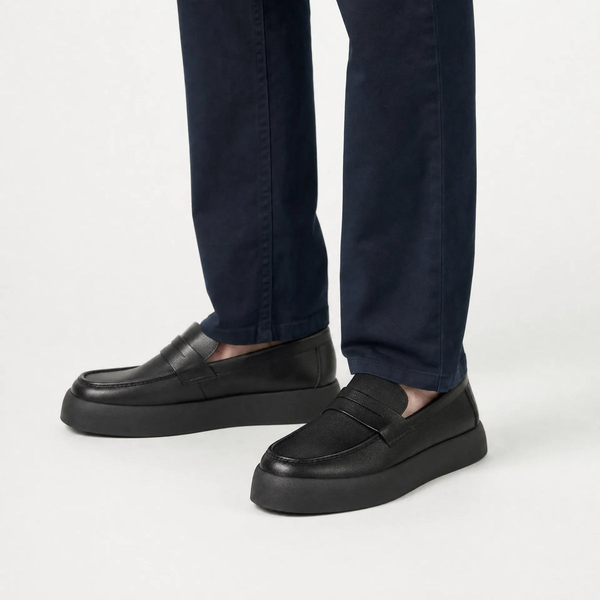 Gentry Morris Black Chunky Loafers Flat Sole
