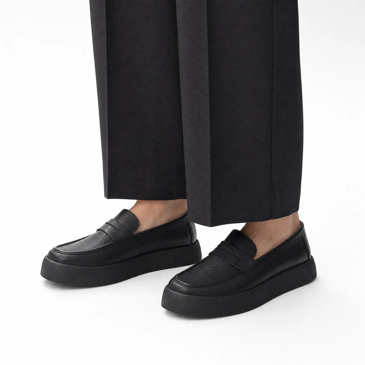 Gentry Morris Black Chunky Loafers Flat Sole