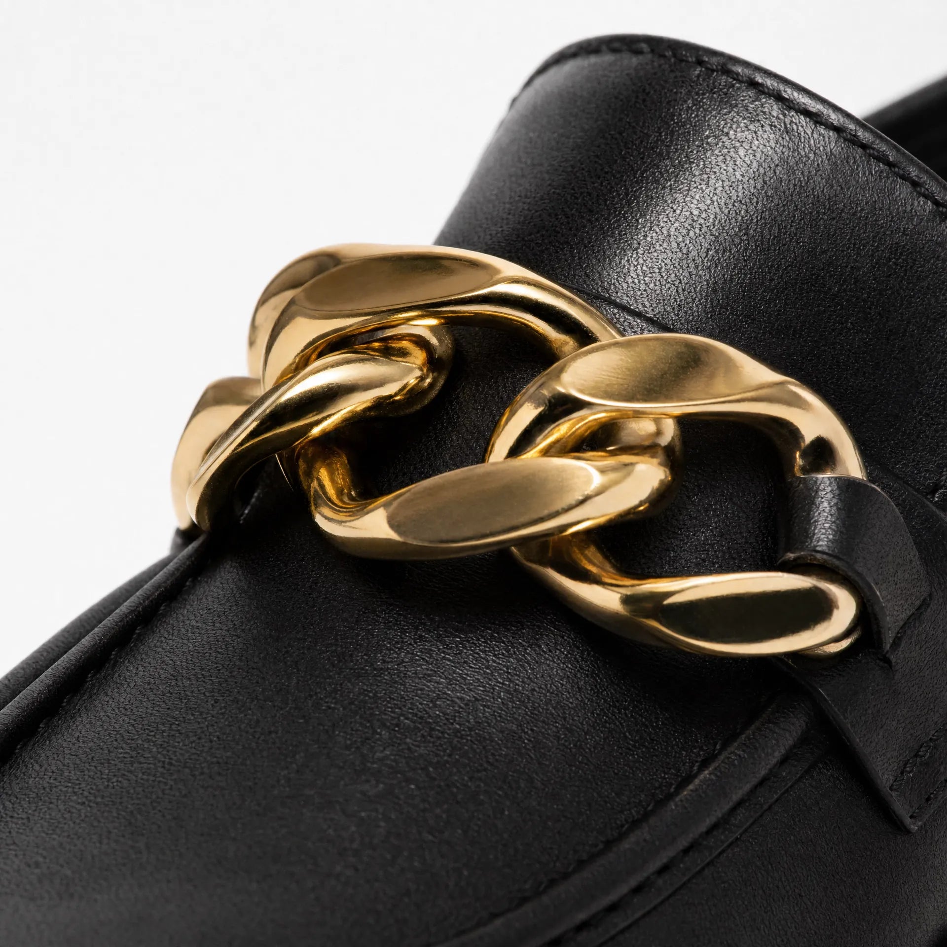Gentry Morris Black Chunky Loafers Gold Chain