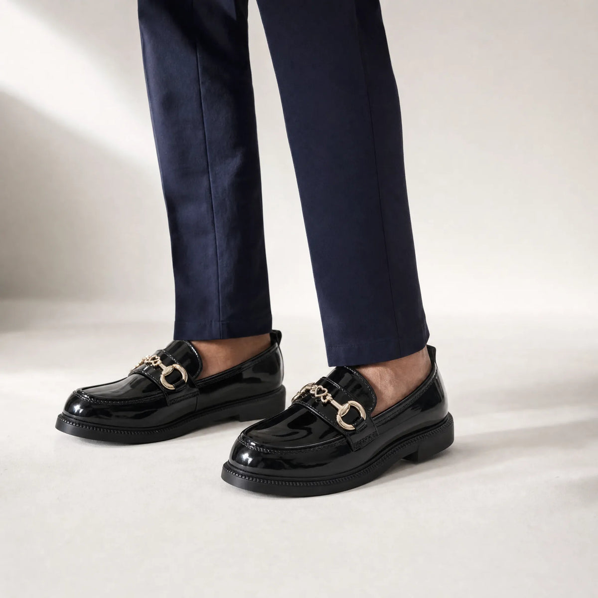 Gentry Morris Black Chunky Loafers Kids Chain