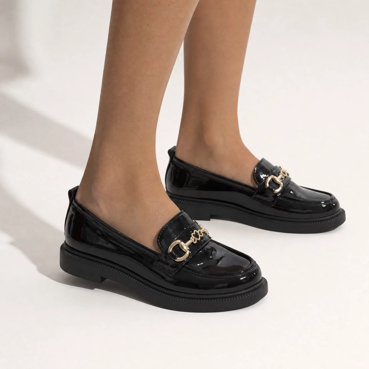 Gentry Morris Black Chunky Loafers Kids Chain