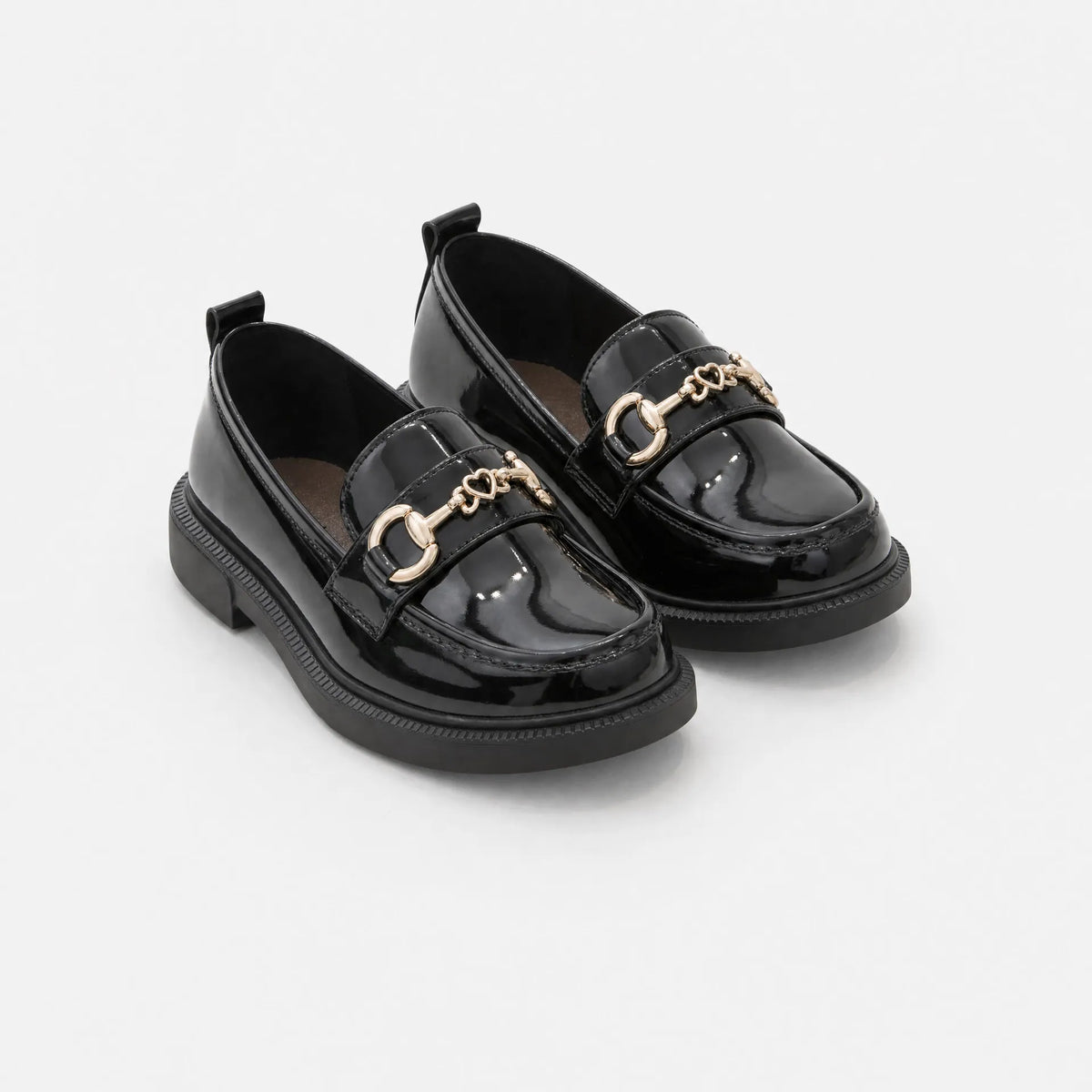 Gentry Morris Black Chunky Loafers Kids Chain