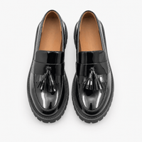 Gentry Morris Black Chunky Loafers Tassel Chain