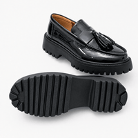 Gentry Morris Black Chunky Loafers Tassel Chain