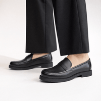 Gentry Morris Black Chunky Penny Loafers Brogue