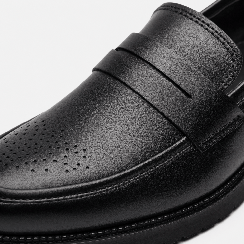 Gentry Morris Black Chunky Penny Loafers Brogue