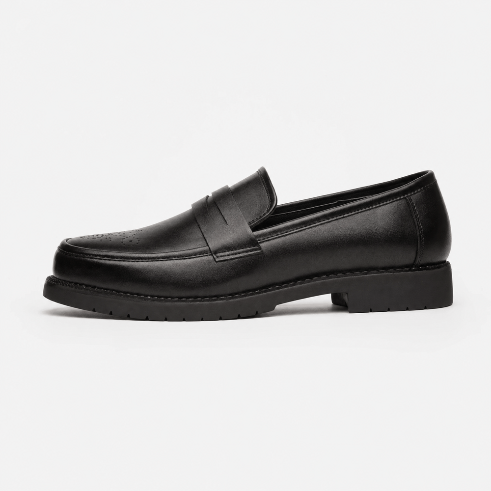 Gentry Morris Black Chunky Penny Loafers Brogue