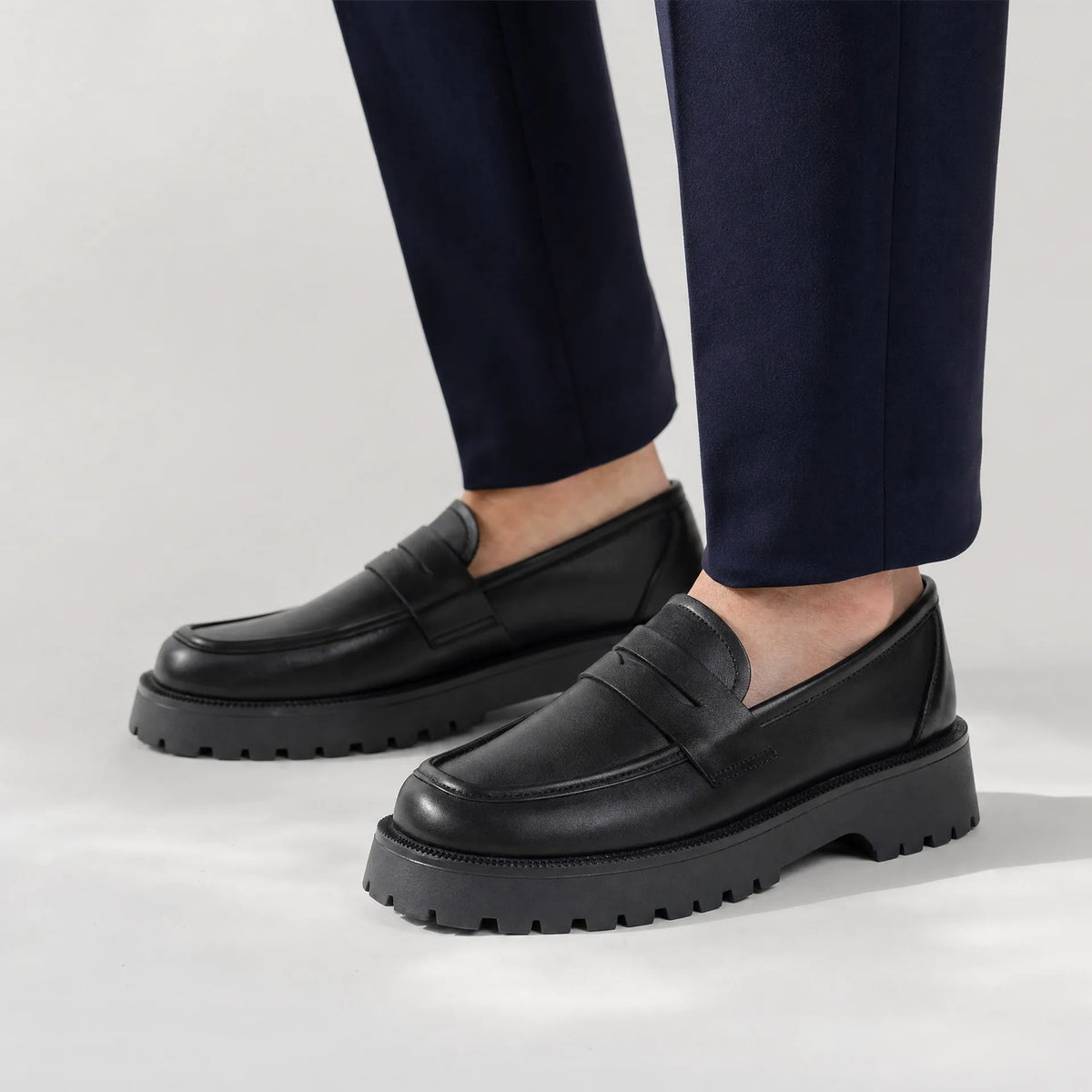 Gentry Morris Black Chunky Platform Loafers