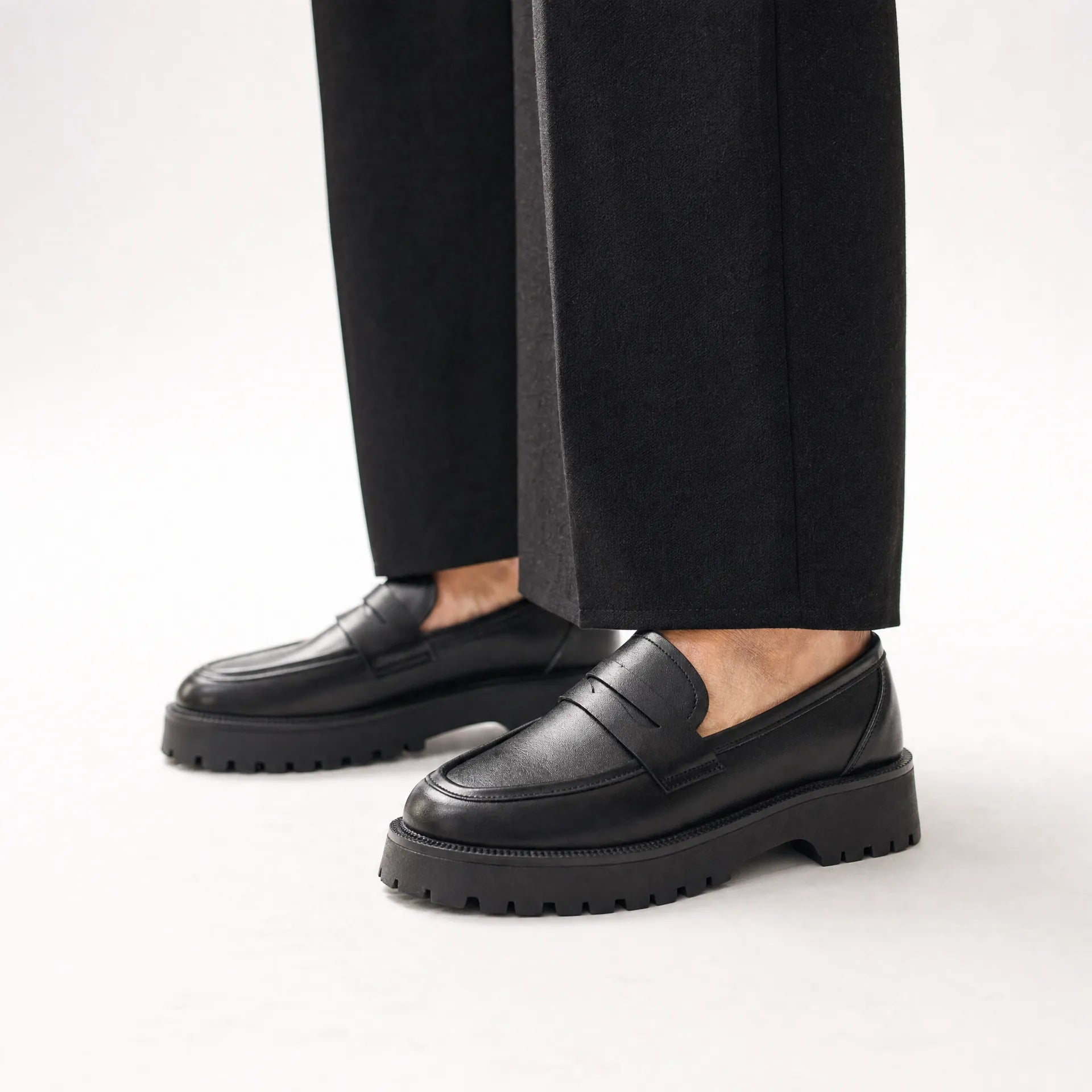 Gentry Morris Black Chunky Platform Loafers