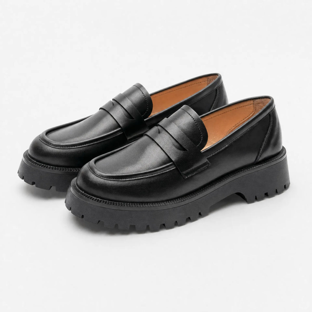 Gentry Morris Black Chunky Platform Loafers