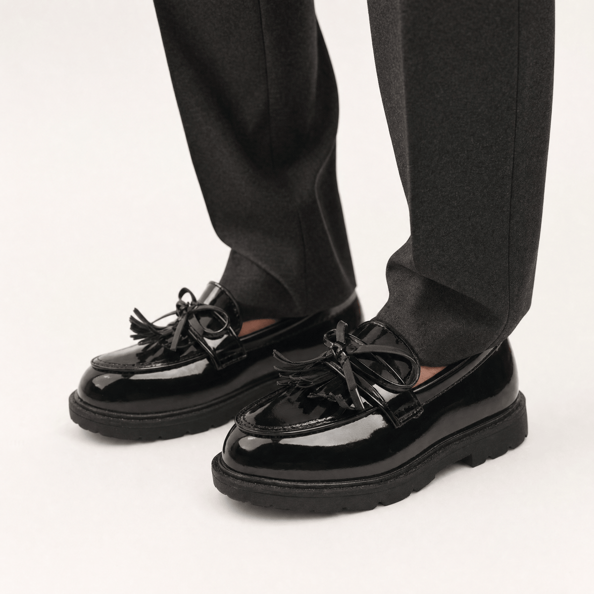Gentry Morris Black Chunky Tassel Loafers