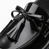 Gentry Morris Black Chunky Tassel Loafers