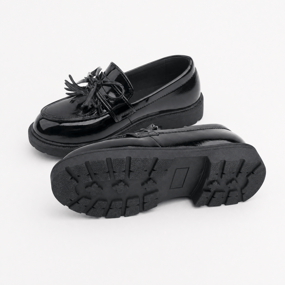 Gentry Morris Black Chunky Tassel Loafers