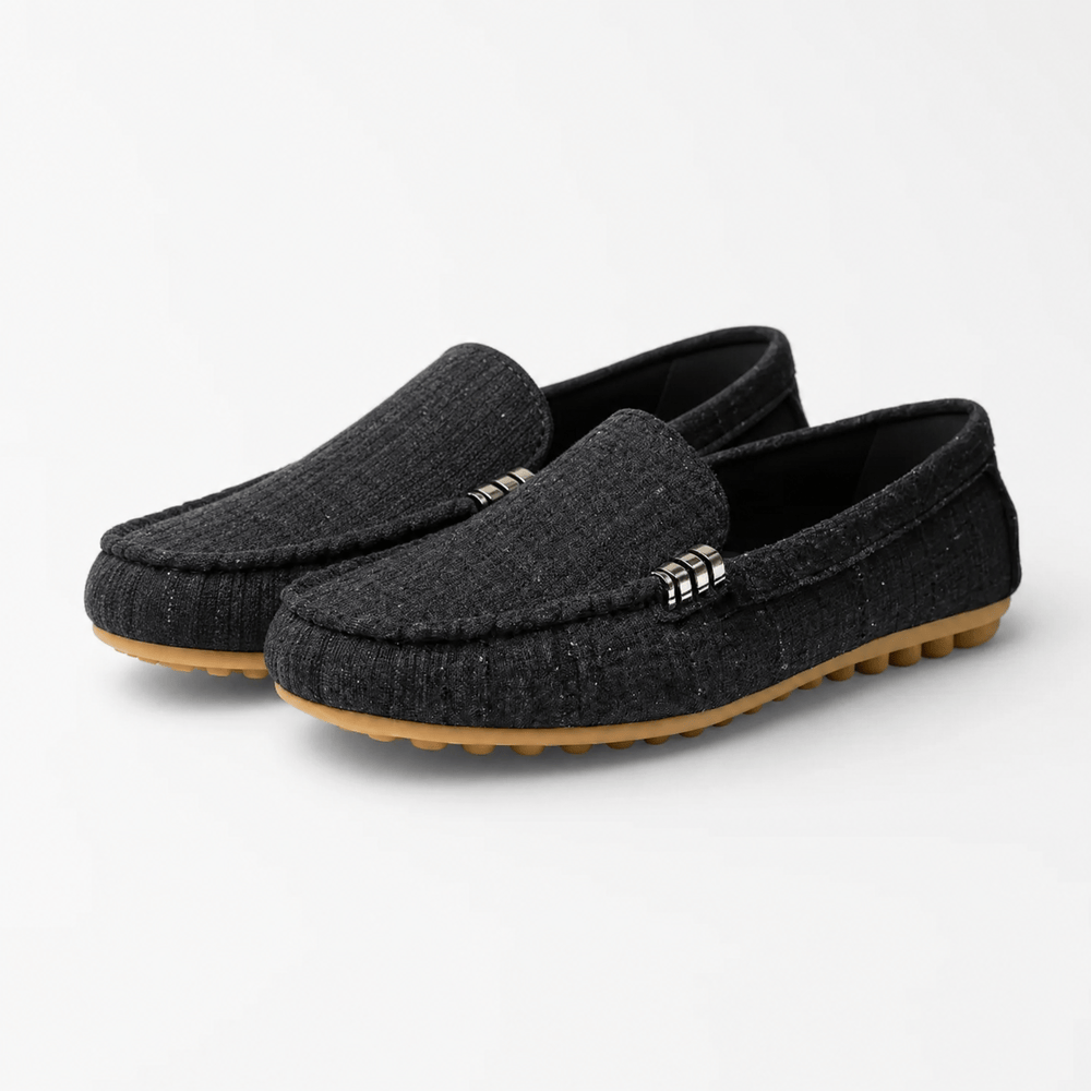 Gentry Morris Black Fabric Bar Loafers